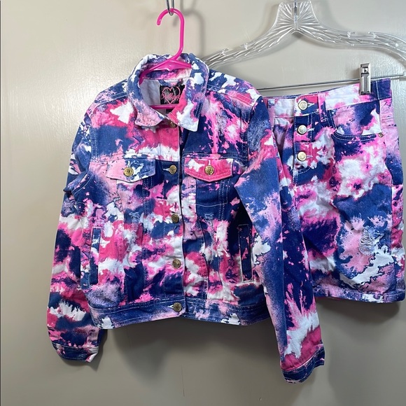 Chillipop Kids Tie-Dye Denim Jacket/skirt‎ set size 10 - Picture 1 of 16